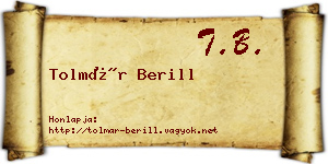 Tolmár Berill névjegykártya